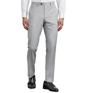 G Grafton Men's Suit Pants Size 30Wx32L Light Grey Slim Fit Stretch